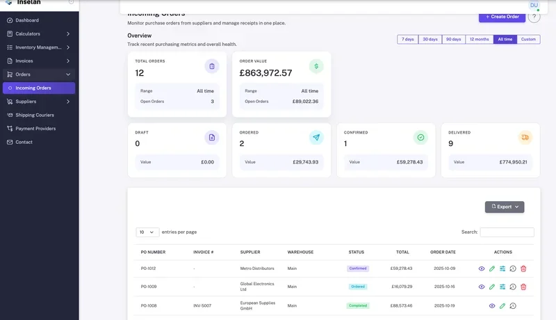 Order Management Screenshot